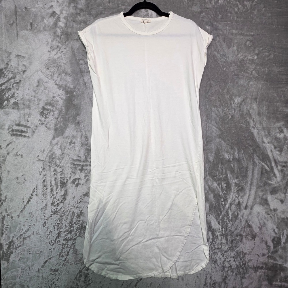 Heart & Hips Womens Cream Short Sleeve Tulip Hem Midi T-Shirt Dress Size S